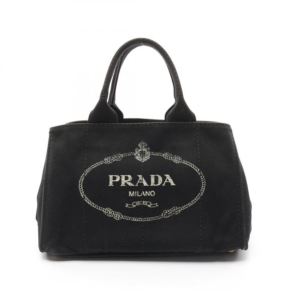 Prada Bag Canvas Black Tote Canapa - Picture 1 of 8